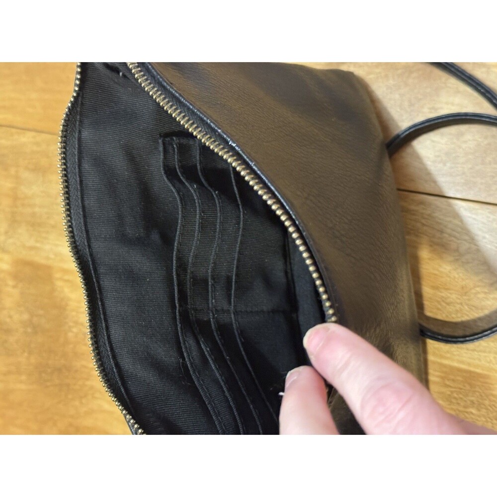 Lucky Brand Black Leather Pebbles Crossbody Bag Foldover Wallet Purse Distressed - Picture 10 of 16
